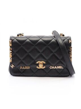 Chanel Shoulder Bag Mini Flap Quilted Black Lambskin Small Chain